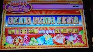 WMS: Gems Gems Gems - Line Hit and Bonus on a $1.60 bet