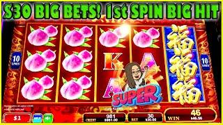 $30 BIG BETS! WIFE LANDS 1ST SPIN BIG HIT! $1300 Live Play High Limit Slots