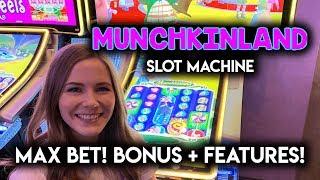 Wizard of Oz Munchkin Land Slot Machine! Max Bet Bonus + Witch Features!!