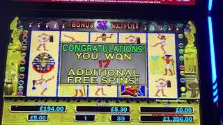 *HANDPAY* Pharaohs Fortune Deluxe £5 max bet bonus with multiple re-triggers