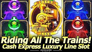 Riding All the Trains in Cash Express Luxury Line Slot, Buffalo and TimberWolf with Triple Up!