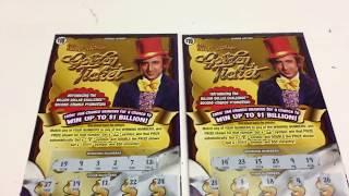 Scratching FOUR Willy Wonka Golden Ticket Instant Lottery Tickets