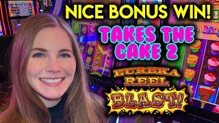 BONUSES! Progressive Jackpots! Take The Cake 2! Eureka Reel Blast Slot Machine!