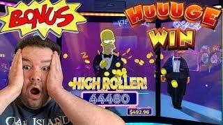 The Simpsons - Max Bet High Roller HUGE WIN on BONUS FREE SPINS - Slot Machine Live Play
