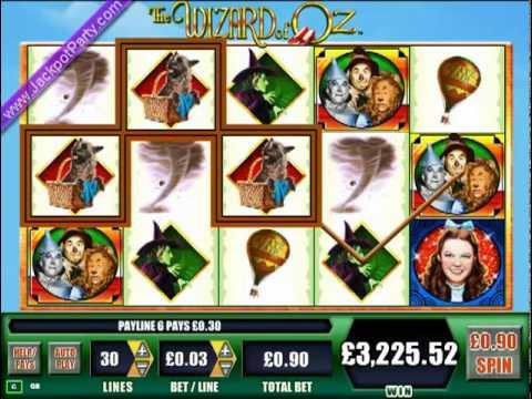 £6403.85 SUPER JACKPOT PROGRESSIVE WIN (7115 X STAKE) WIZARD OF OZ™ free slots, Jackpot Party