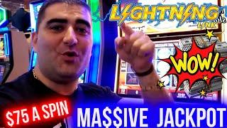 High Limit Lightning Link MASSIVE JACKPOT - $75 A Spin | Winning Mega Bucks On Slot Machine