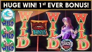 MY FIRST BONUS & HUGE WIN! DIAMOND QUEEN Slot Machine followed by Stinkin' Rich BIG WIN!