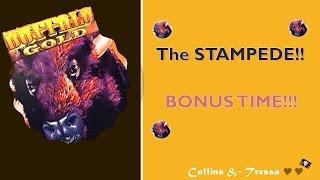 •*THE STAMPEDE* 2c Buffalooooo Gold Slot Machine Bonus w/re-triggers