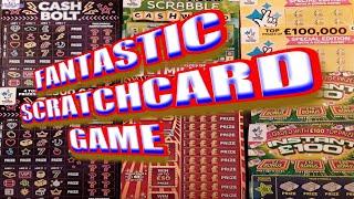SUPERB Scratchcard Game CASH 7s..CASH BOLT..CASHWORD..INSTANT £100.& £100,000 Yel