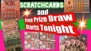 Scratchcards.Monopoly.10X.Full £500s etc......and NAME that•....with free Prize Draw..start tonight