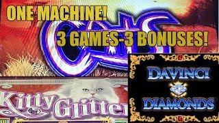 TRIFECTA OF SLOT MACHINE BONUSES! ONE MACHINE-3 GAMES!