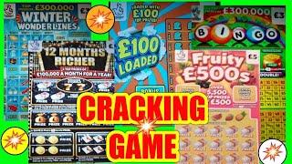 CRACKING Scratchcard Game"£100 Loaded"..FRUITY £500"..12 Mths RICHER"..WONDERLINES..BINGO"WIN £50