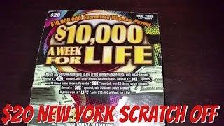 New York lottery $ 20 win for life series scratch off