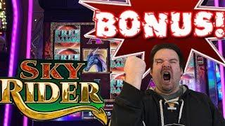 Sky Rider Live Play max bet $4.00 with BONUS and NICE WIN!!! Slot Machine