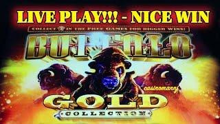 BUFFALO GOLD SLOT - LIVE PLAY! plus 2 BONUS FEATURES - *NICE WIN* - Slot Machine Bonus