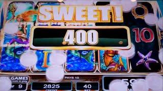 Pearl Warriors Golden South Sea Slot Machine Bonus - 9 Free Games Win with Stacked Symbols