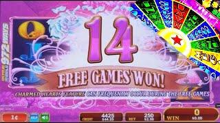 Charmed Hearts Slot Machine Bonuses Won & Jackpot Feature  - First Look ! KONAMI SLOT