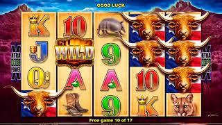 LONGHORN DELUXE Video Slot Casino Game with a RETRIGGERED FREE SPIN BONUS