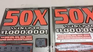 Scratching TWO $10 50X Instant Lottery Tickets