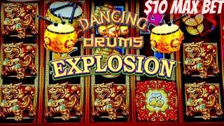 Chasing Explosion Bonus On Dancing Drums Slot Machine $10 Max Bet | SE-4 | EP-17
