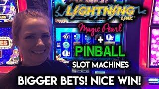 BIG Betting on Lightning Link Magic Pearl and Pinball Slot Machines! Nice WIN!