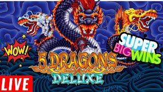 5 Dragons Deluxe Slot Machine SUPER BIG WIN - Live Stream Slot Play From HARRAH'S Casino