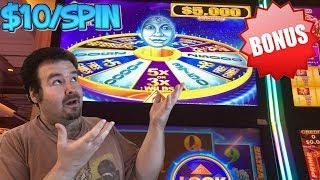 Celestial Moon Riches HIGH LIMIT $10/SPIN BONUS FREE GAMES Slot Machine Live Play