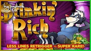 LESS LINES RETRIGGER! Stinkin' Rich Slot - $25/Spin Bonus!