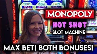 Monopoly Hot Shot! Slot Machine! BOTH BONUSES!