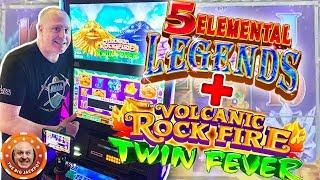 •KONAMI MEGA PLAY! •5 Elements Legends & Volcanic Rock Twin Fever JACKPOT$! •