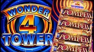 •SUPER FREE GAMES!! TO THE TOP!• POMPEII WONDER 4 TOWER Slot Machine Bonus Big Win (Aristocrat)