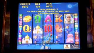 Arabian Nights 4 retriggers slot machine bonus win!