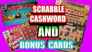 Wow!..Scrabble Cash Word...and..Dough me the Money & FLAMINGO FORTUNE ....     One Card Wonder Game