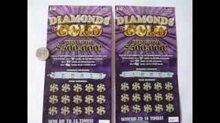 Diamonds & Gold - TWO $10 Instant Lottery Scratch off Tickets