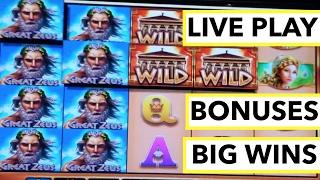 BIG WIN!!! LIVE PLAY and Bonuses on Great Zeus Slot Machine