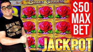 $50 Max Bet HANDPAY JACKPOT On High Limit GOLDEN GODDESS Slot | Winning Jackpot On Slot Machine