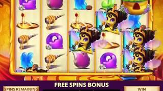 HONEY WINS Video Slot Casino Game with a HONEYCOMB CASTLE FREE SPIN BONUS