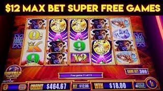 $12 MAX BET SUPER FREE GAMES | BUFFALO GOLD SLOT MACHINE