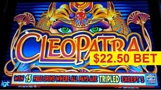 Cleopatra Slot - HIGH LIMIT $22.50 Max Bet BIG WIN Bonus!