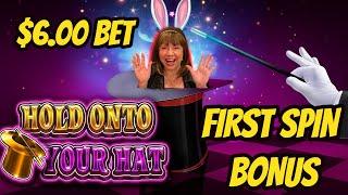 FIRST & THIRD SPIN BONUS & MORE ON HOLD ONTO YOUR HAT!