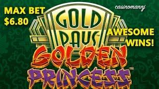 *AWESOME WINS* - Golden Princess Slot - MAX BET! $6.80 Bonus and Progressives - Slot Machine Bonus
