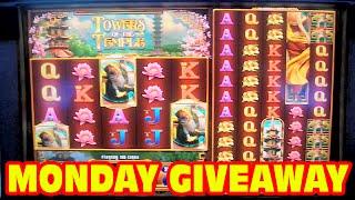 MONDAY GIVEAWAY!  Towers of the Temple Max Bet Slot Machine Bonus