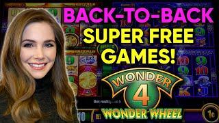 WOW! BACK 2 BACK SUPER FREE GAMES! Wonder 4 Wonder Wheel Slot Machine!