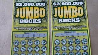 Playing TWO Jumbo Bucks Instant Lottery Scratch Off TIcket