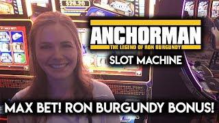 MAX Bet! BONUS! Anchorman Slot Machine!!! Ron Burgundy Free Spins!