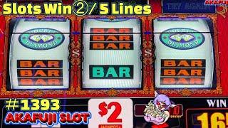 Slots Win ② Double Top Dollar Slot 5 Lines, Diamond Power 5x4x3x2x Wild Jackpot Slot 赤富士スロット  カジノ勝利②