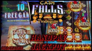 High Limit Cash Falls Pirate's Trove HANDPAY JACKPOT $50 MAX BET Session & Bonus Round Slot Machine
