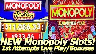 NEW Monopoly Hot Shot and Lunar New Year Slots! First Attempt, Live Play and Bonus Features!