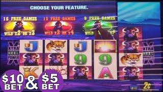 Buffalo Deluxe Slot Machine  Bonus Won & $10 Bet Buffalo's Line Hit !! Live Slot Play