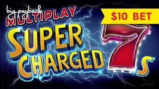 RARE 9-WHEEL BONUS! Multiplay Super Charged 7s Slot - $10 Max Bets!